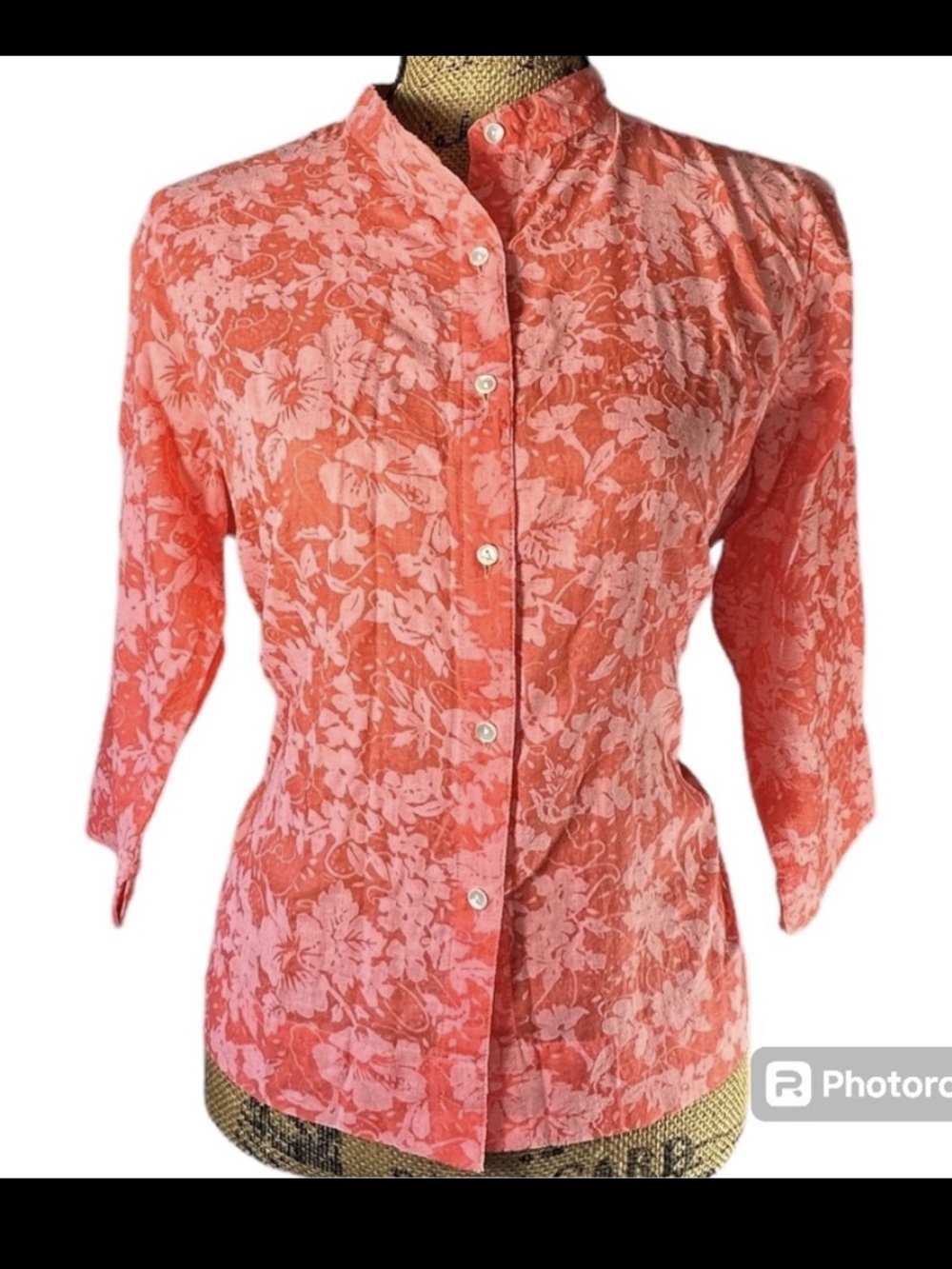 Relativity floral button down shirt with 3/4 sleeves Women’s medium | kk